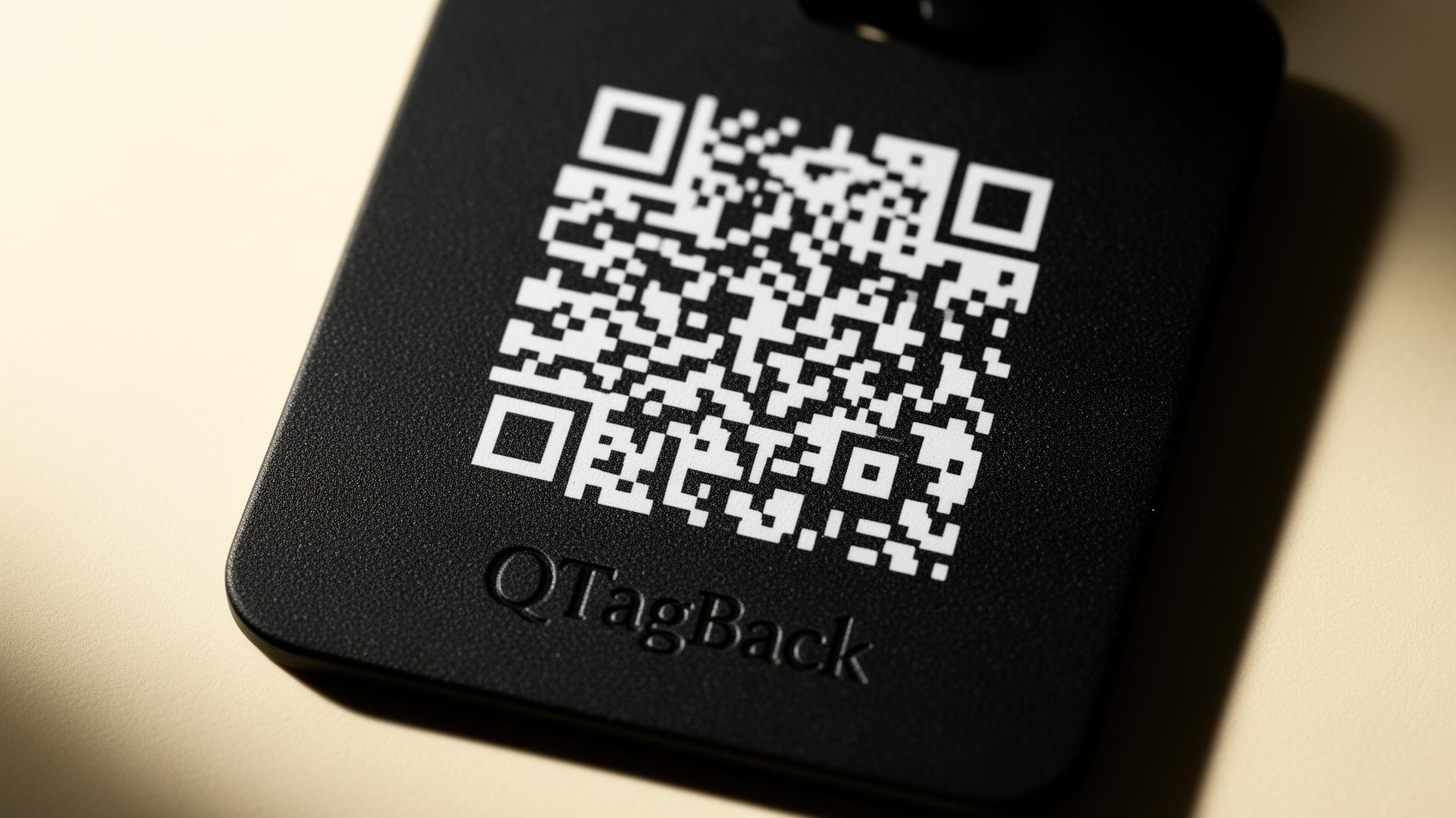 Close-up of the QTagBack QR tag finish